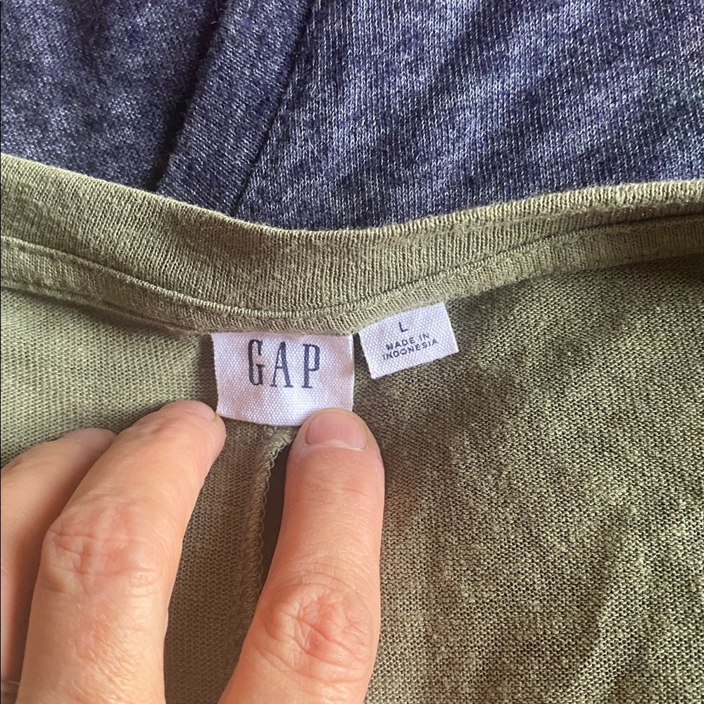Gap linen blend scoop neck top shirt tees blue sage green L large bundle of 2 - Picture 3 of 5